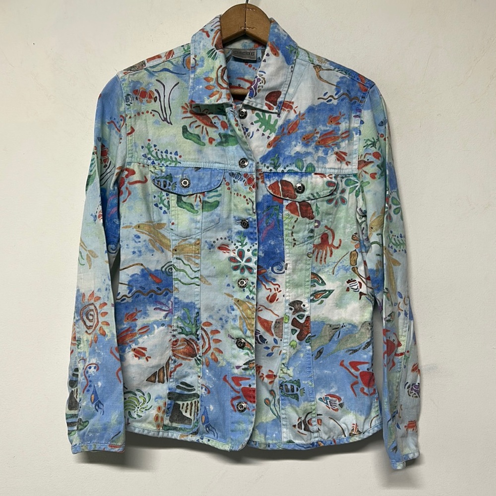 Chico’s Beach Life Linen Blend Button Down Shirt